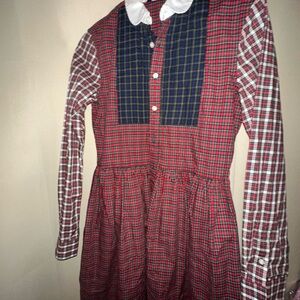 Polo Ralph Lauren girls' plaid poplin shirtdress multicolored checkered size 16